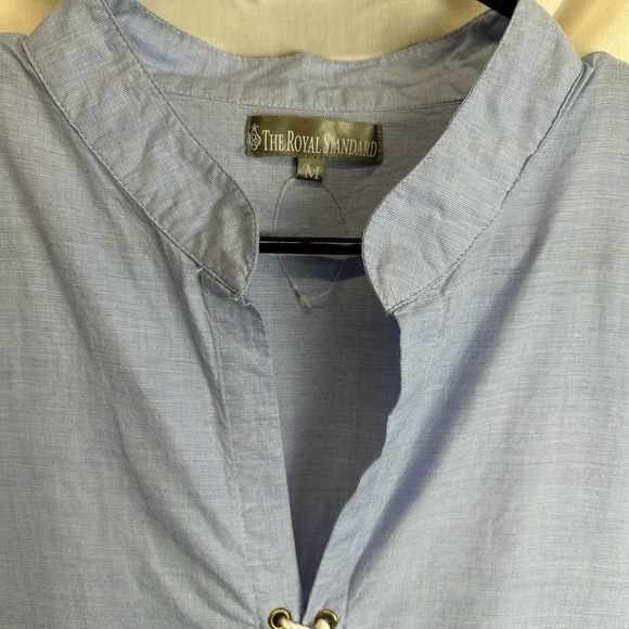 The Royal Standard Boho Tops Women’s sz. MEDIUM Blue Peplum Embroidered - Picture 9 of 9